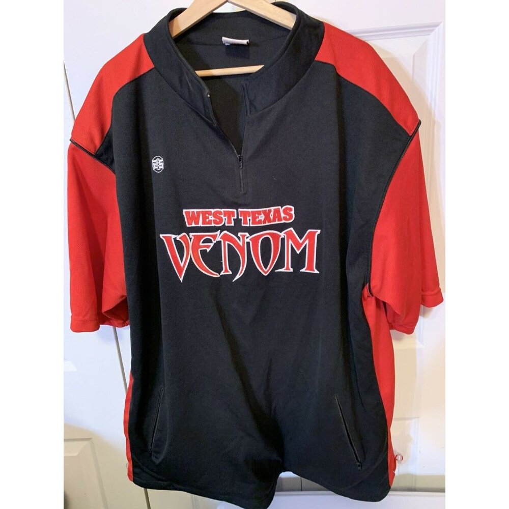 West Texas Venom Men’s Sz XXL Shirt Jacket RED BLACK‎ No 23 1/4 Zip Pullover 2 5